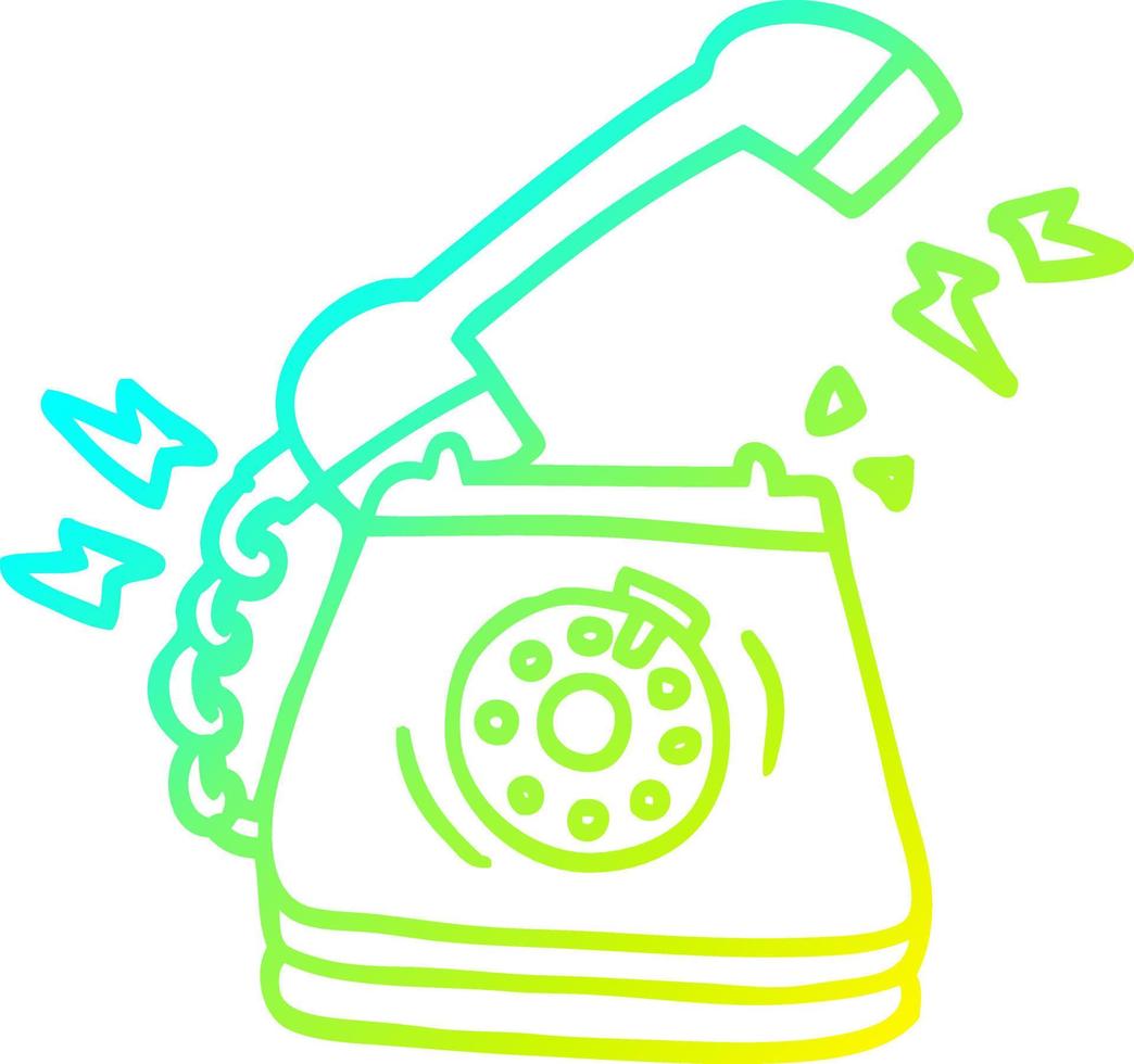 cold gradient line drawing cartoon ringing telephone vector