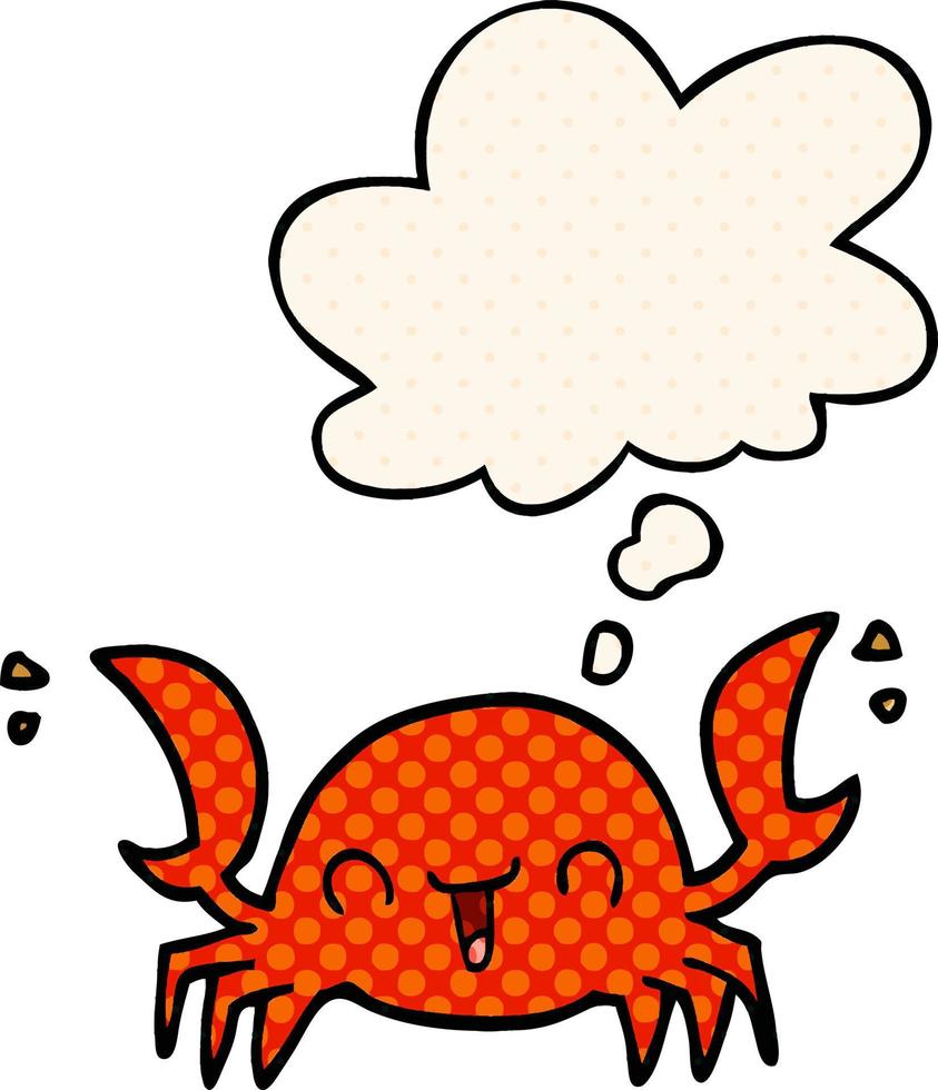 cartoon crab and thought bubble in comic book style vector