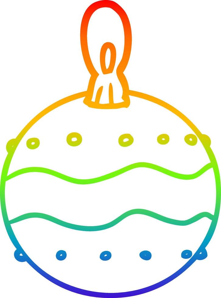 rainbow gradient line drawing christmas bauble decoration vector