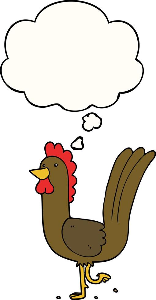 cartoon rooster and thought bubble vector