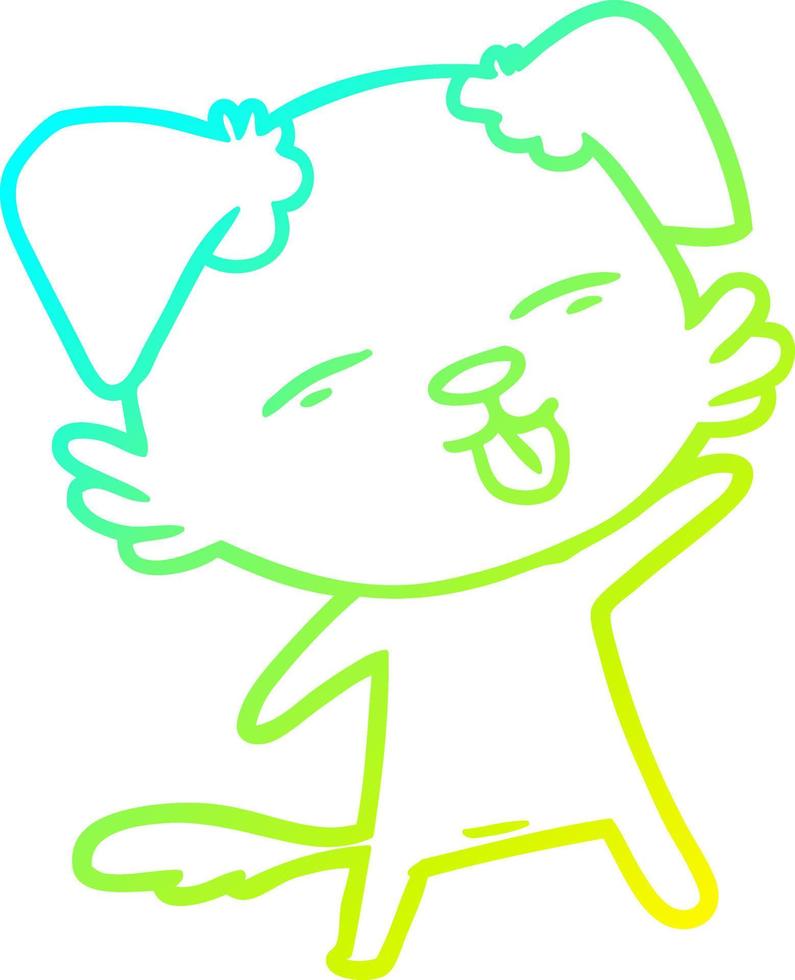 cold gradient line drawing cartoon dog sticking out tongue vector