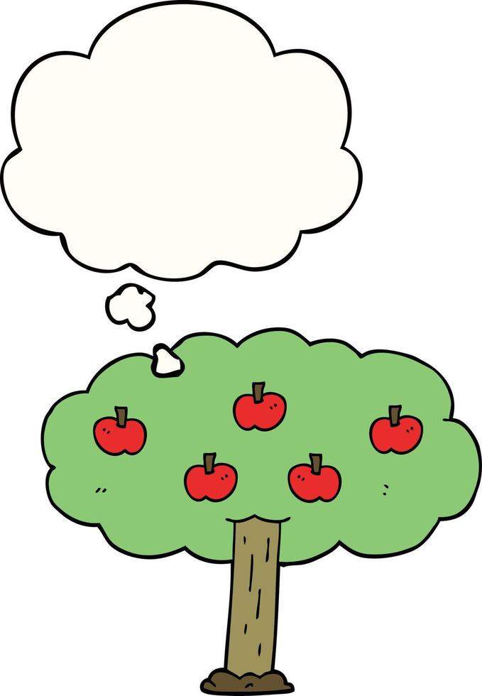 cartoon apple tree and thought bubble vector