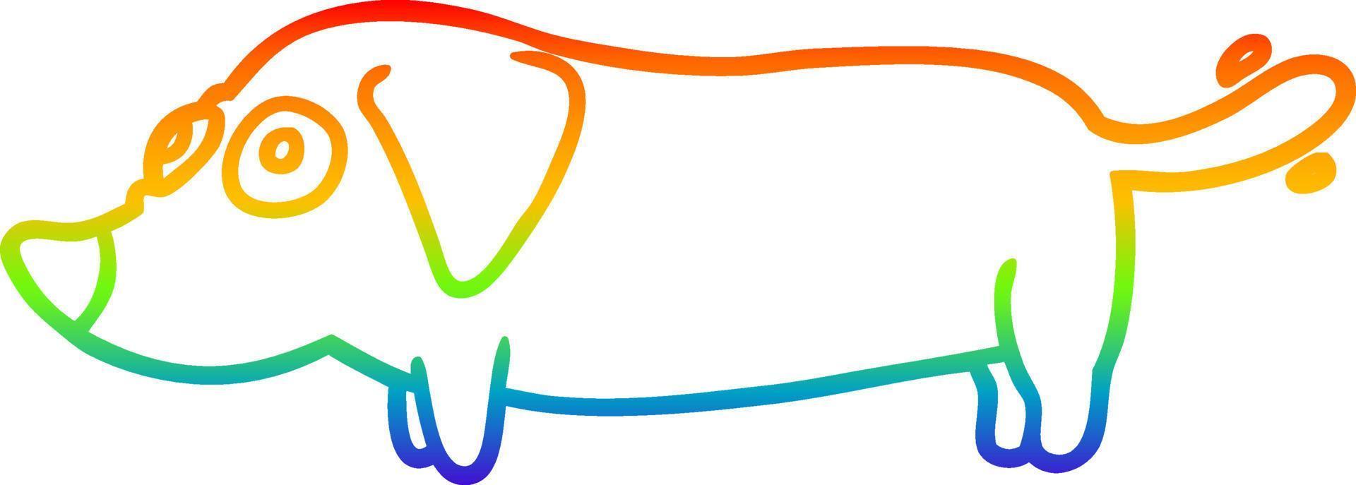 rainbow gradient line drawing little dog vector