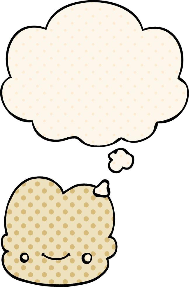 cartoon cloud and thought bubble in comic book style vector