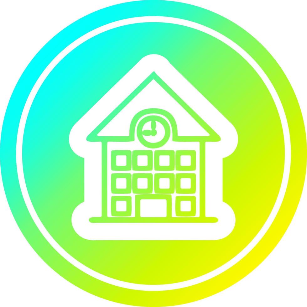 school house circular in cold gradient spectrum vector