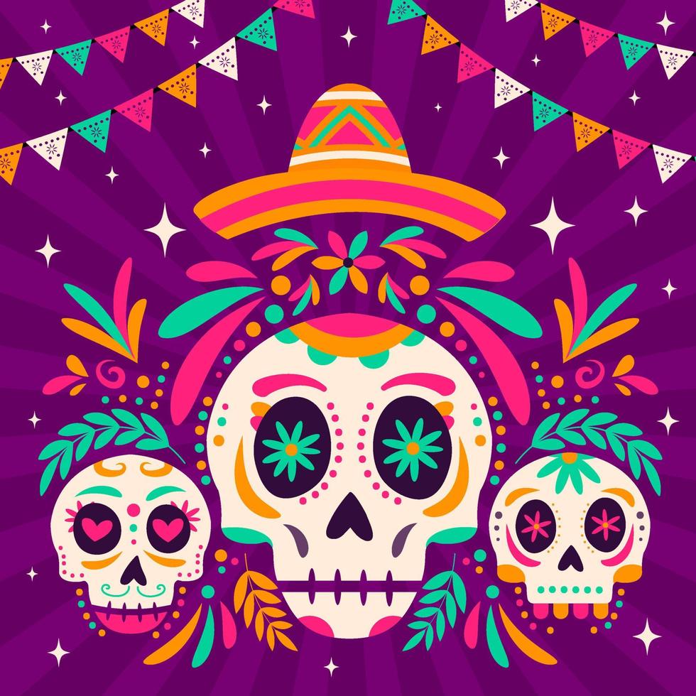 dia de los muertos calavera calavera fondo vector