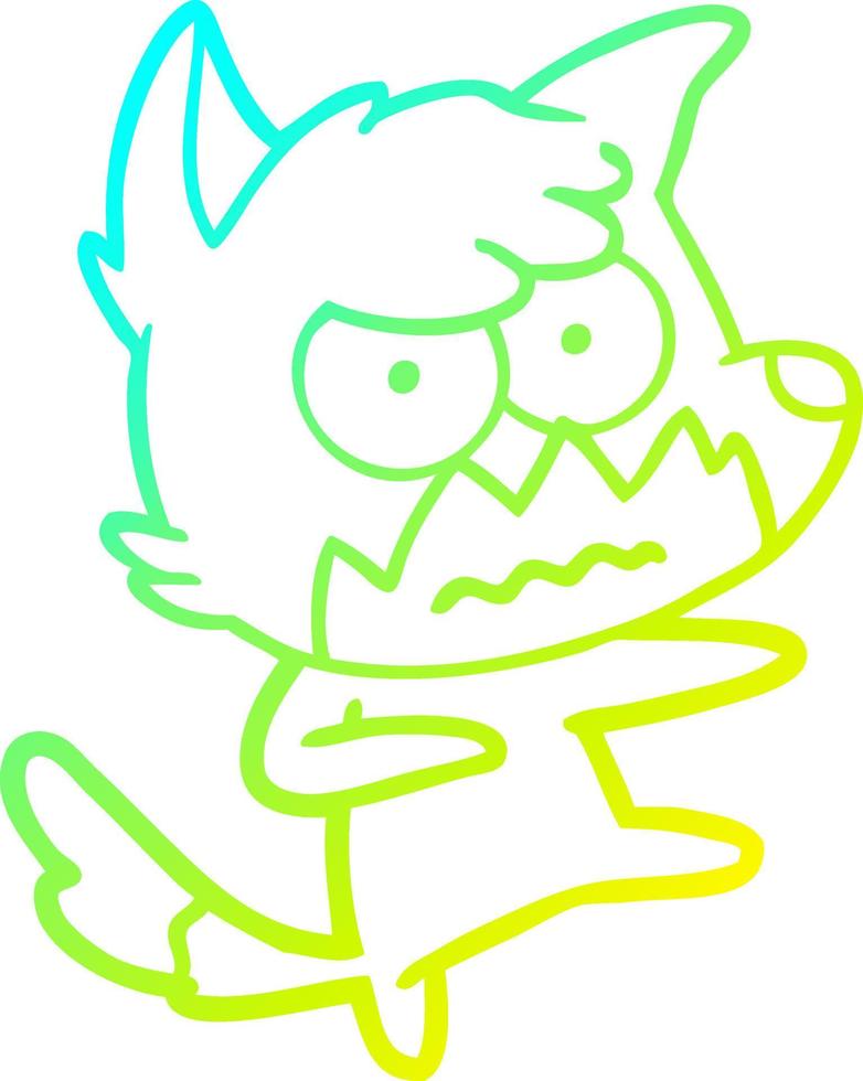 cold gradient line drawing cartoon annoyed fox vector