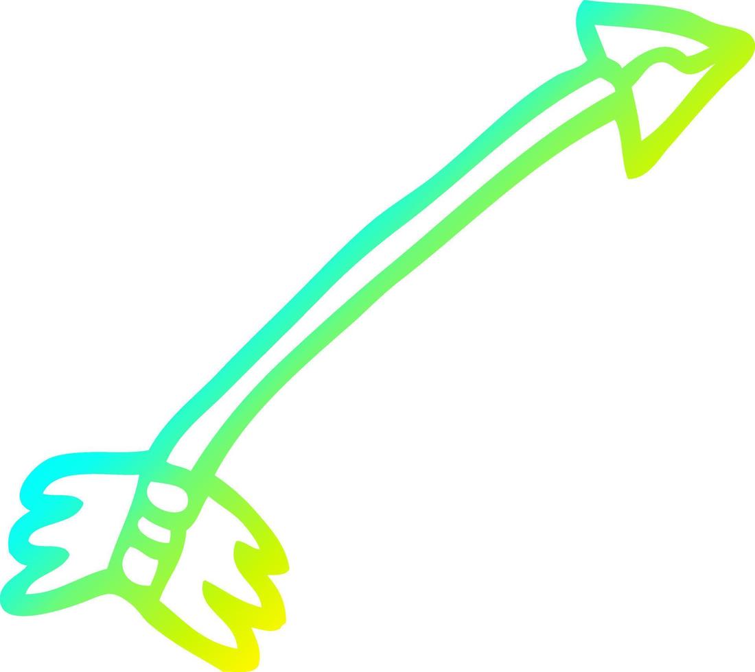 cold gradient line drawing cartoon flying arrow vector