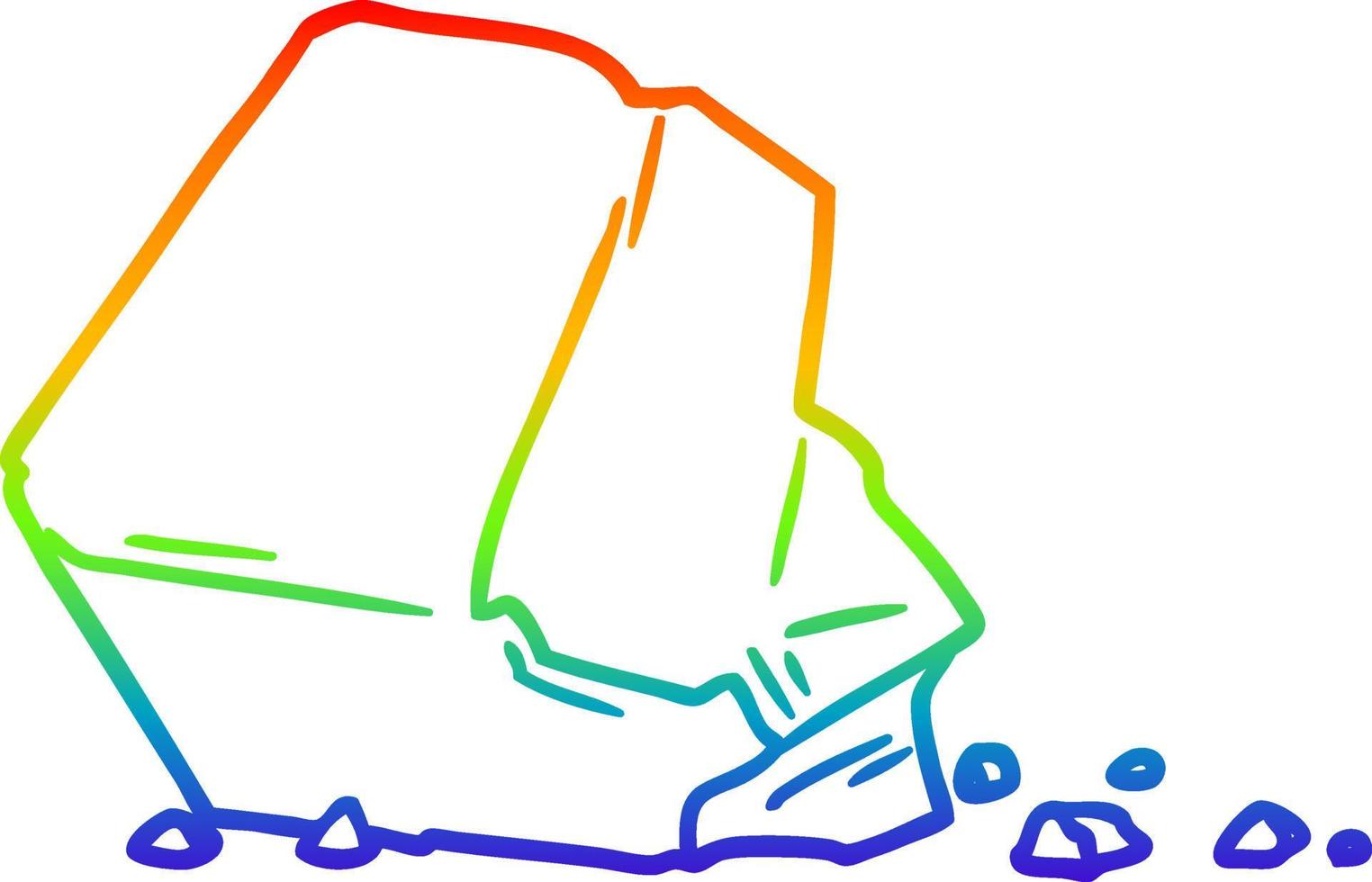 rainbow gradient line drawing cartoon large rock vector