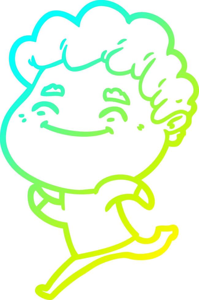 cold gradient line drawing cartoon friendly man vector