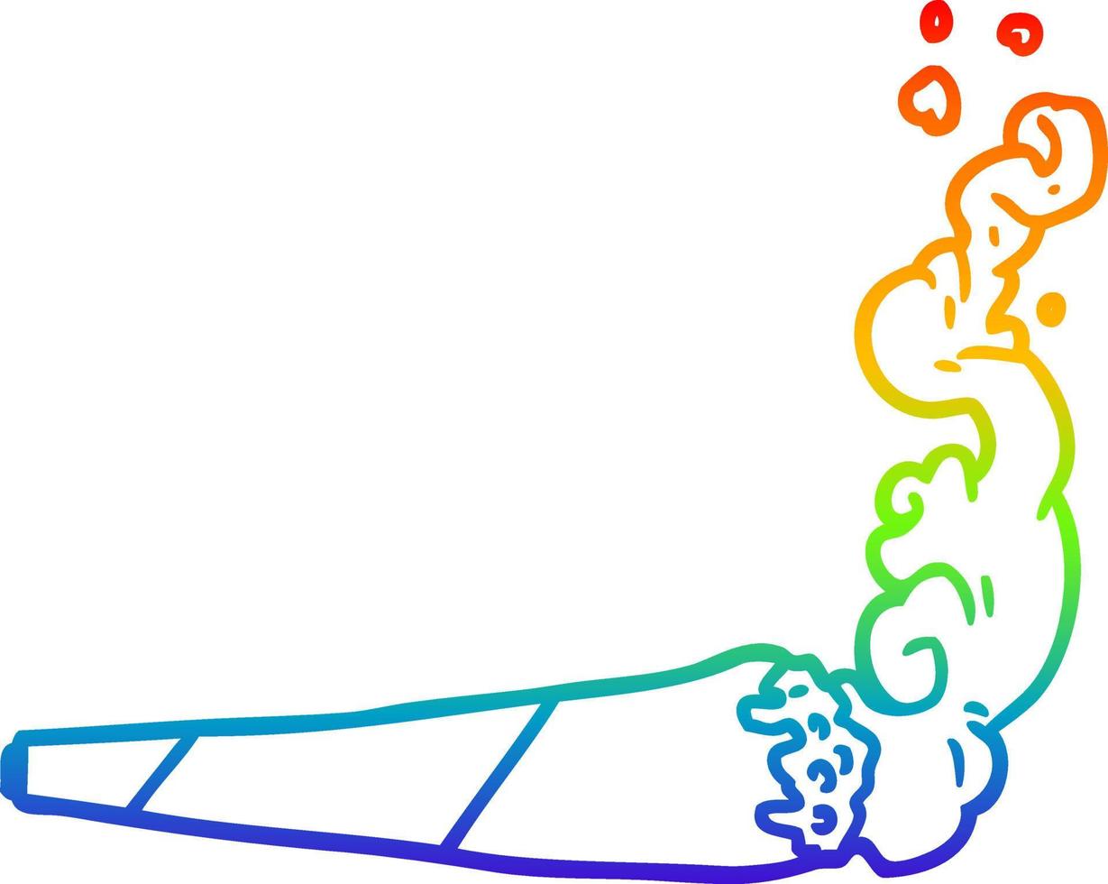 rainbow gradient line drawing marijuana joint vector