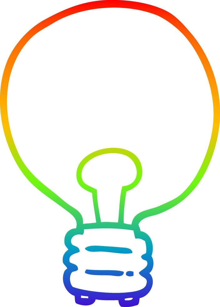 rainbow gradient line drawing cartoon light bulb vector