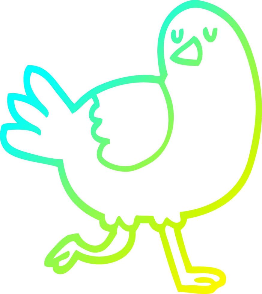 cold gradient line drawing cartoon bird running vector