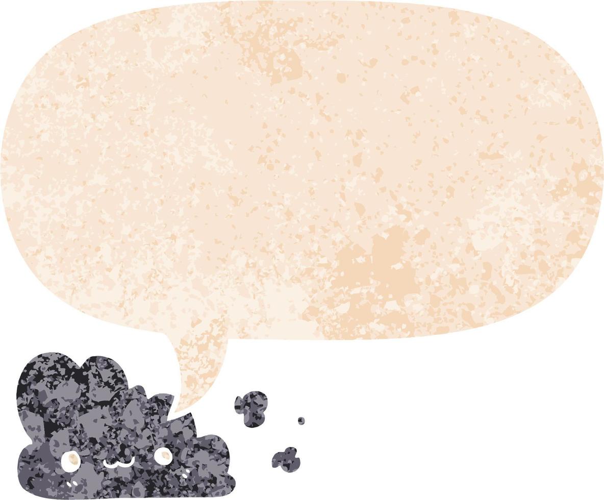 cute cartoon cloud and speech bubble in retro textured style vector