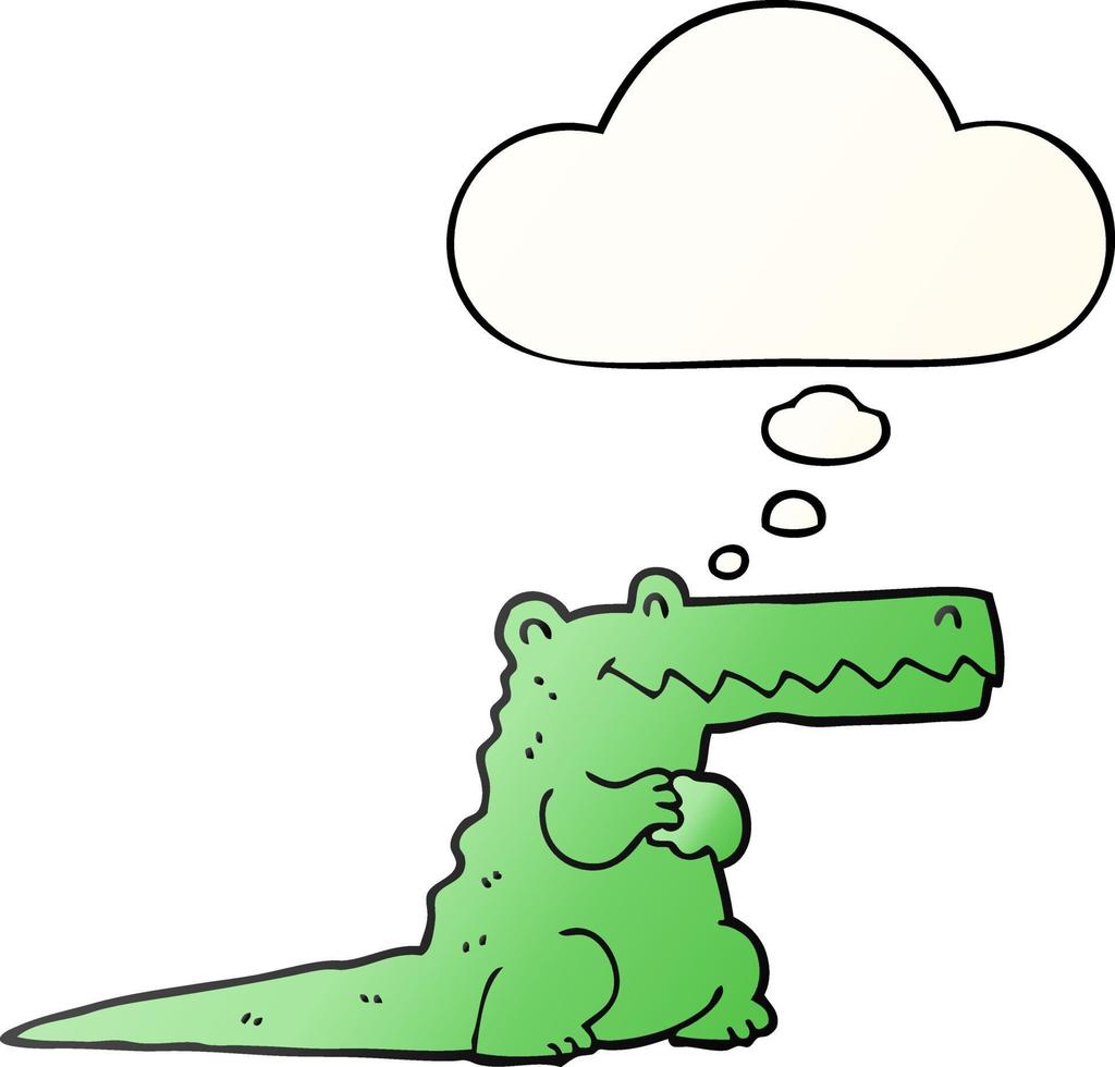 cartoon crocodile and thought bubble in smooth gradient style vector