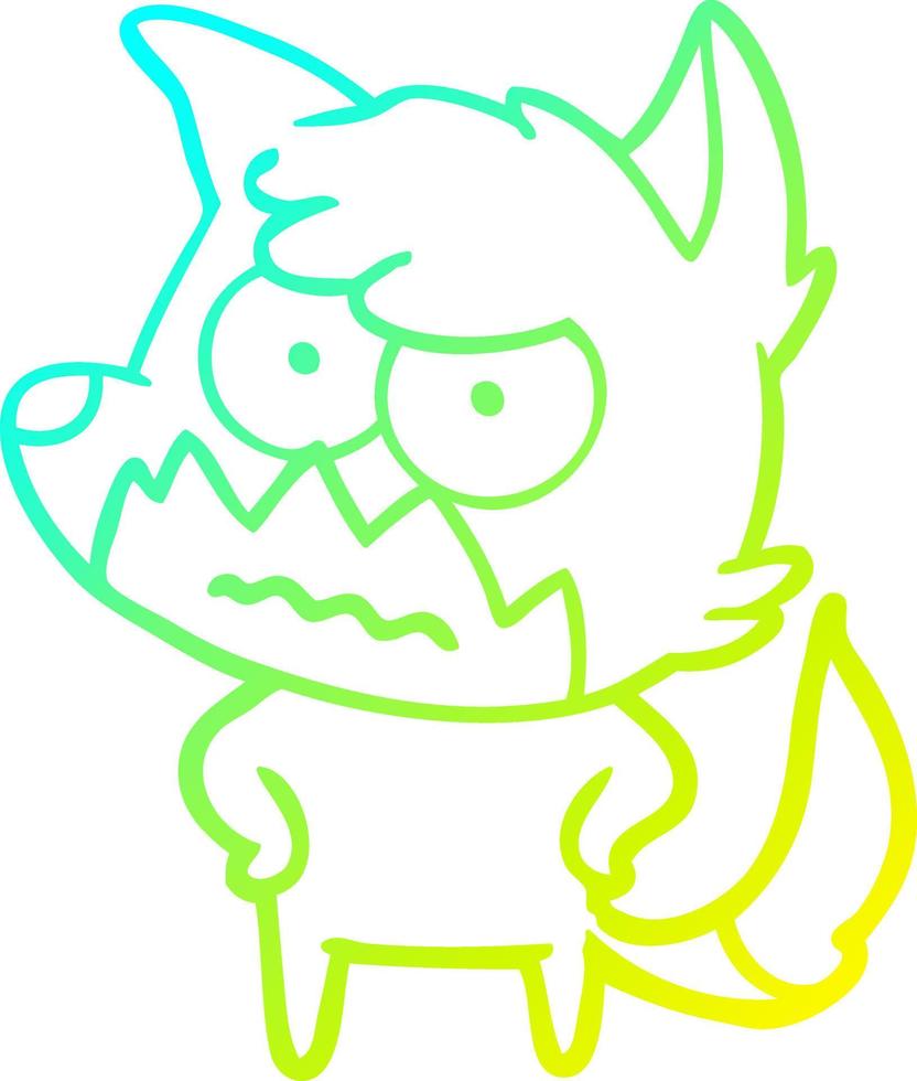 cold gradient line drawing cartoon annoyed fox vector