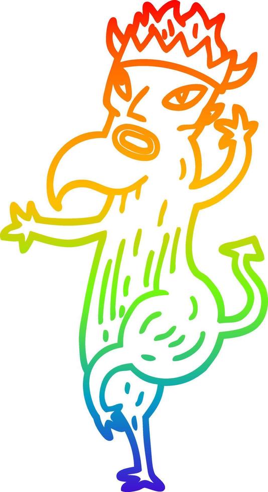 rainbow gradient line drawing cartoon devil vector