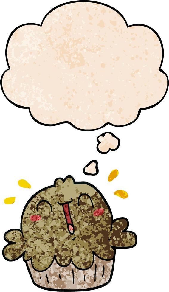 cute cartoon pie and thought bubble in grunge texture pattern style vector