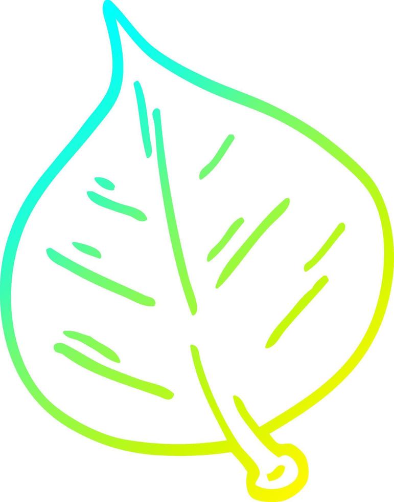 cold gradient line drawing cartoon leaf vector