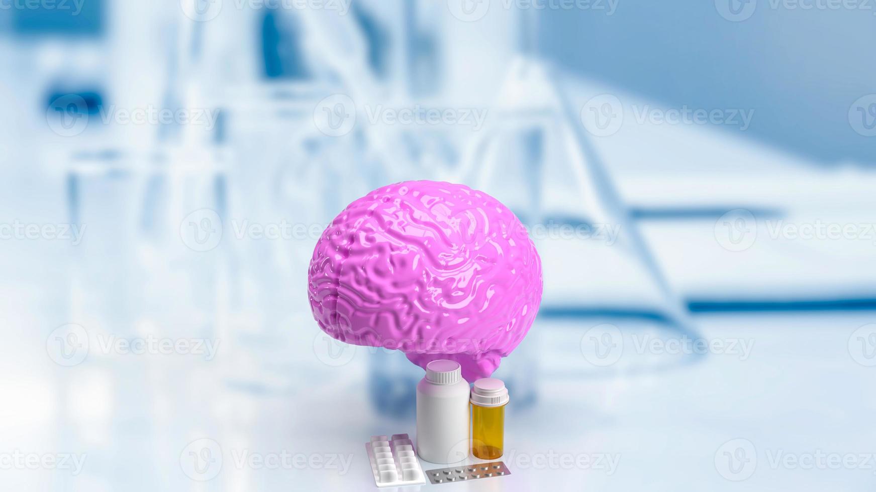 The brain and drug  for sci or medical concept 3d rendering photo