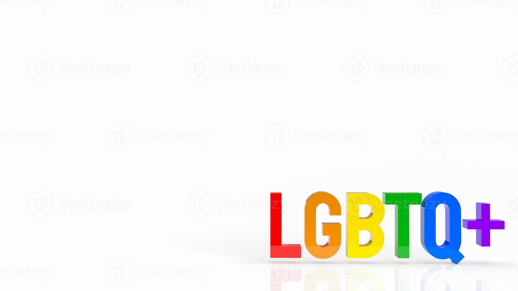 el texto lgbtq multicolor sobre fondo blanco para la representación 3d del concepto transgénero foto