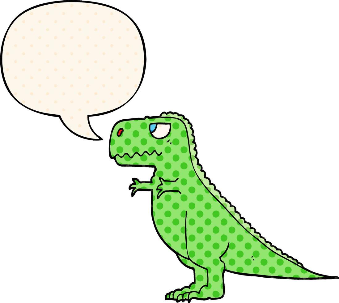 cartoon dinosaur and speech bubble in comic book style vector
