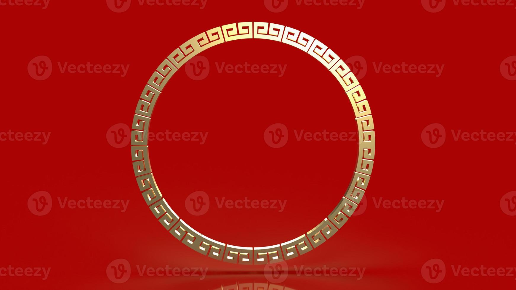 The gold border chinese on red background 3d rendering. photo