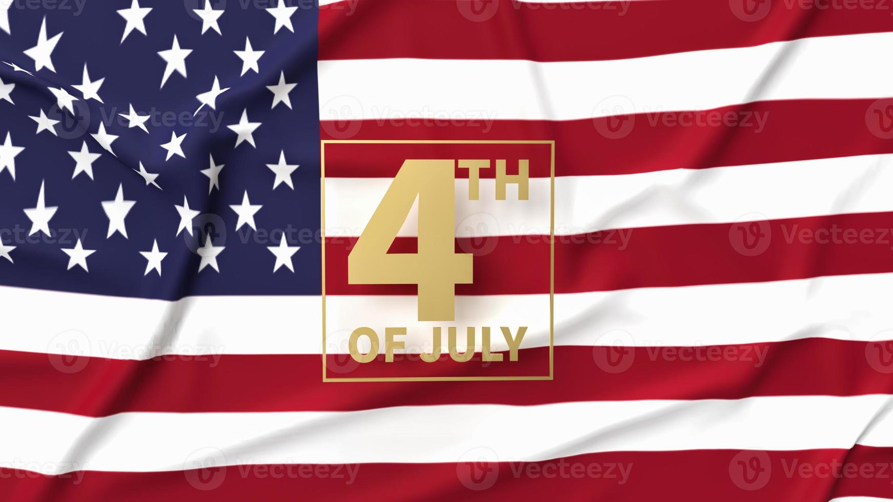 gold text 4th of July on America flag for holiday content 3d rendering photo