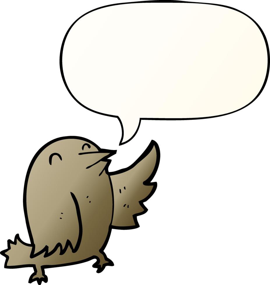 cartoon bird and speech bubble in smooth gradient style vector