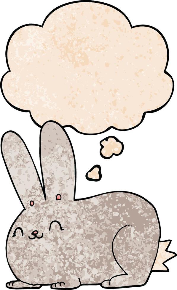 cartoon rabbit and thought bubble in grunge texture pattern style vector