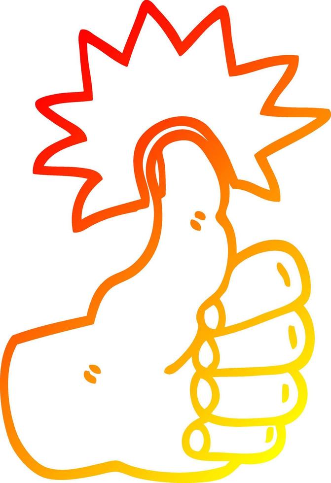 warm gradient line drawing cartoon thumbs up symbol vector