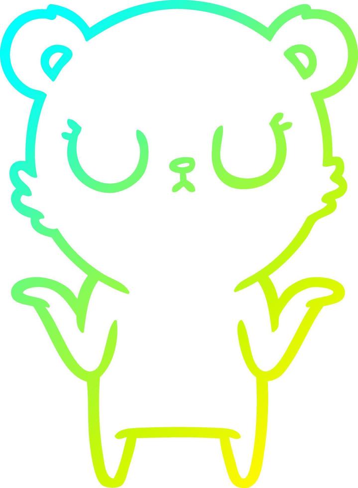 cold gradient line drawing peaceful cartoon bear shrugging vector