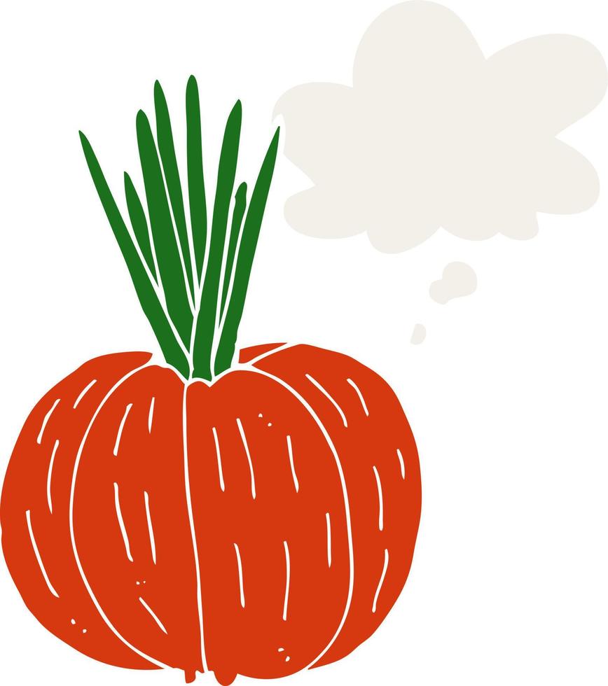 cartoon vegetable and thought bubble in retro style vector