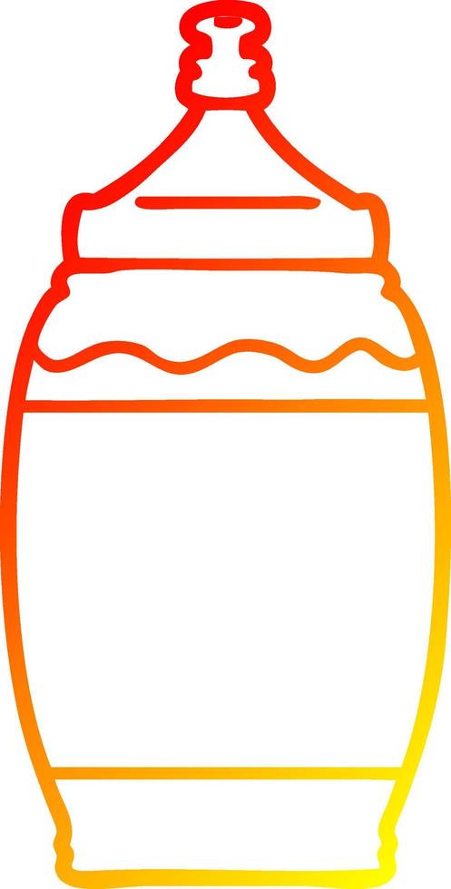 warm gradient line drawing cartoon ketchup bottle vector