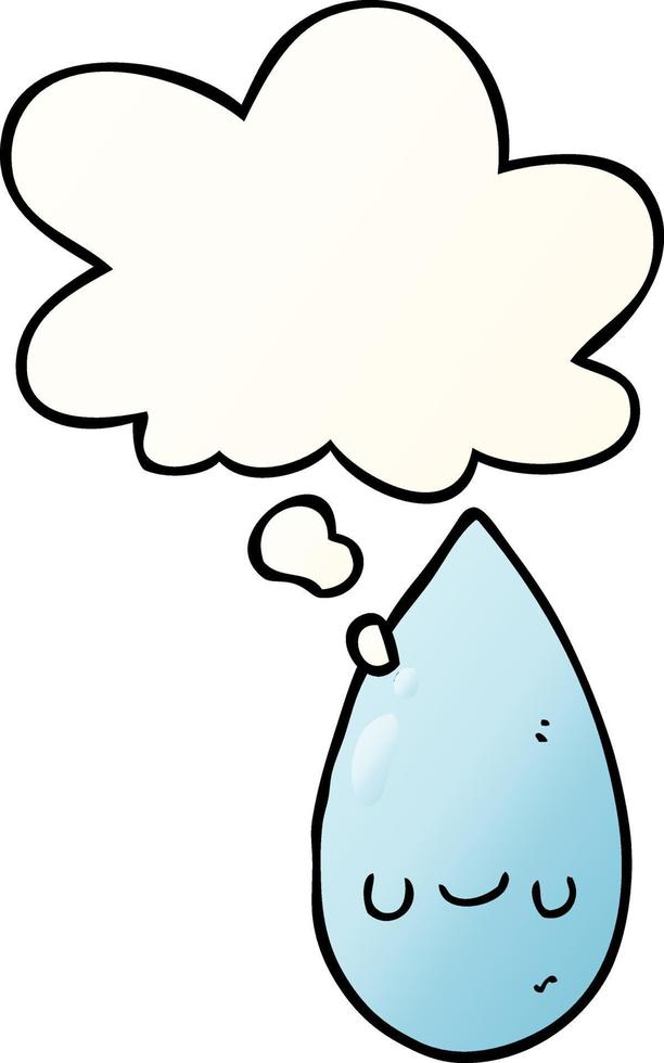 cartoon cute raindrop and thought bubble in smooth gradient style vector