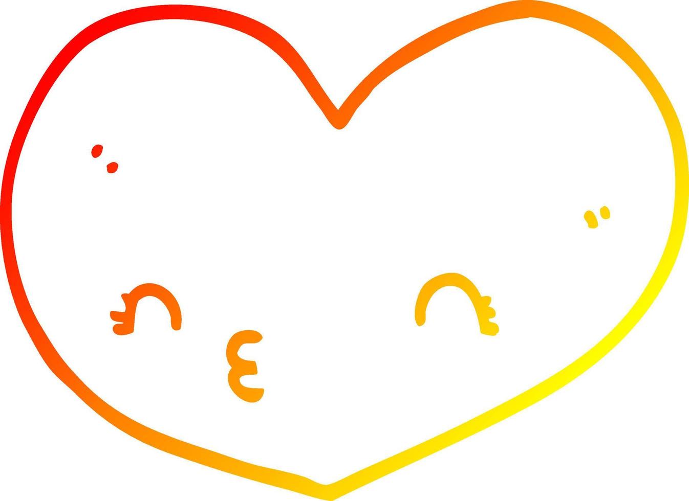 warm gradient line drawing cartoon heart with face vector
