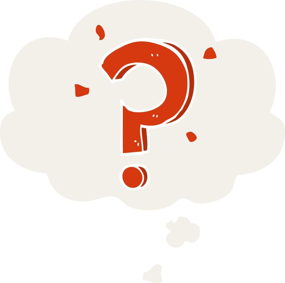 cartoon question mark and thought bubble in retro style vector