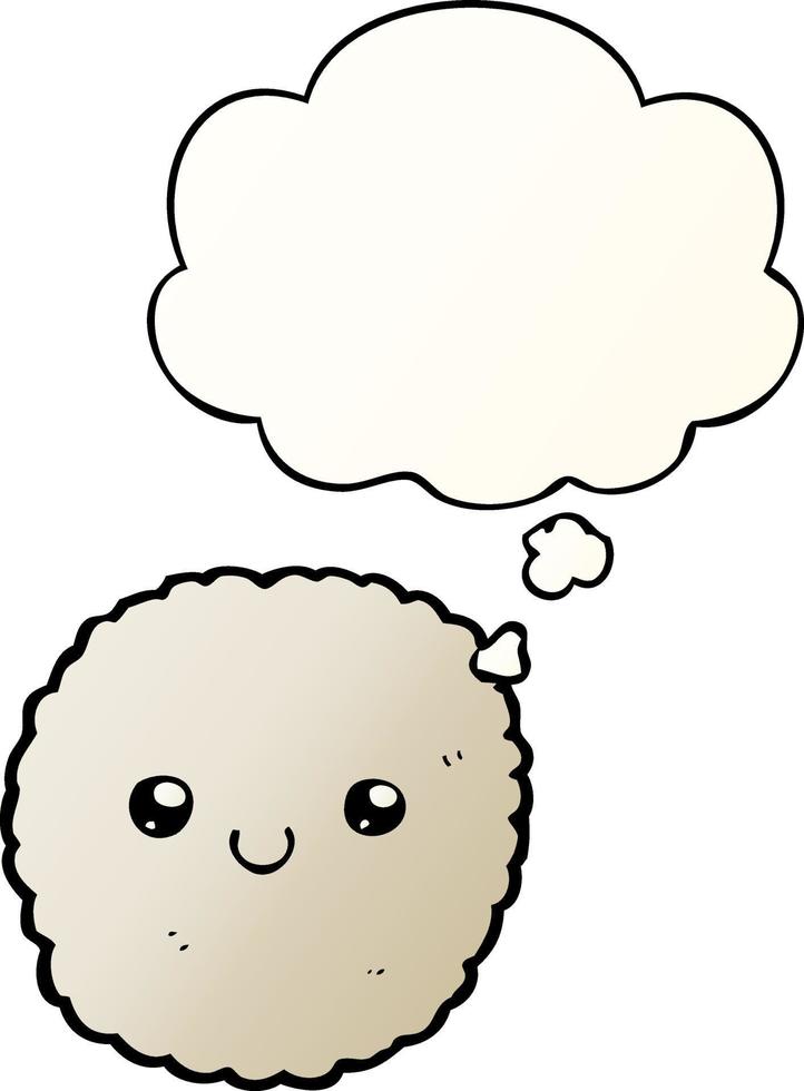 cartoon biscuit and thought bubble in smooth gradient style vector