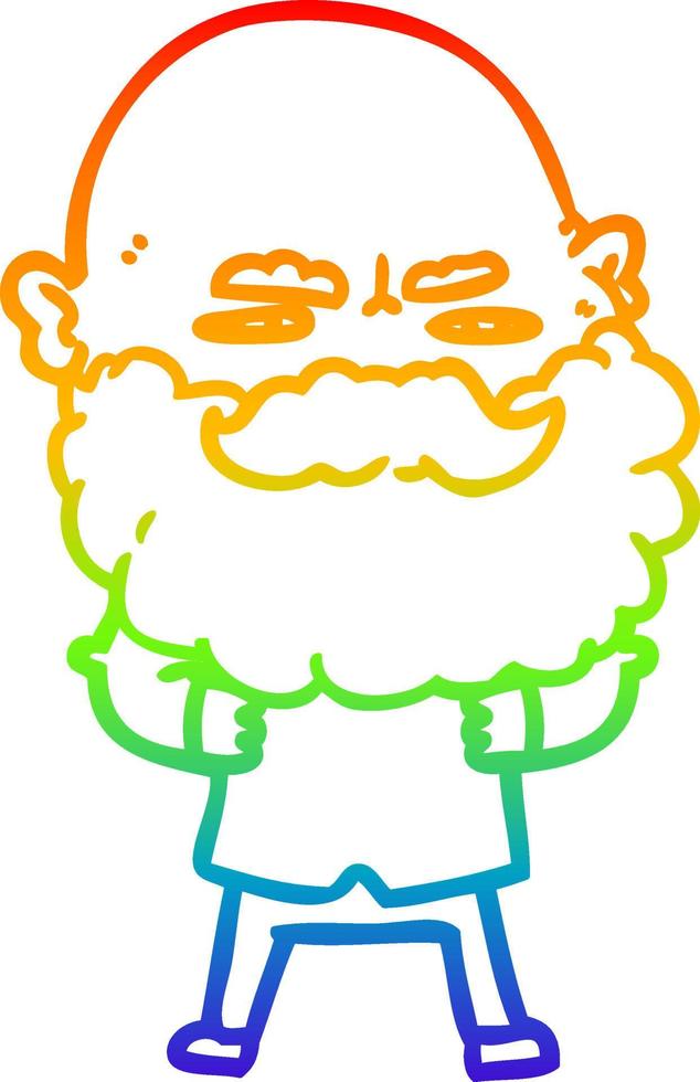 rainbow gradient line drawing cartoon man with beard frowning 10120320 Vector Art at Vecteezy rainbow gradient line drawing cartoon man with beard frowning 10120320 Vector Art at Vecteezy