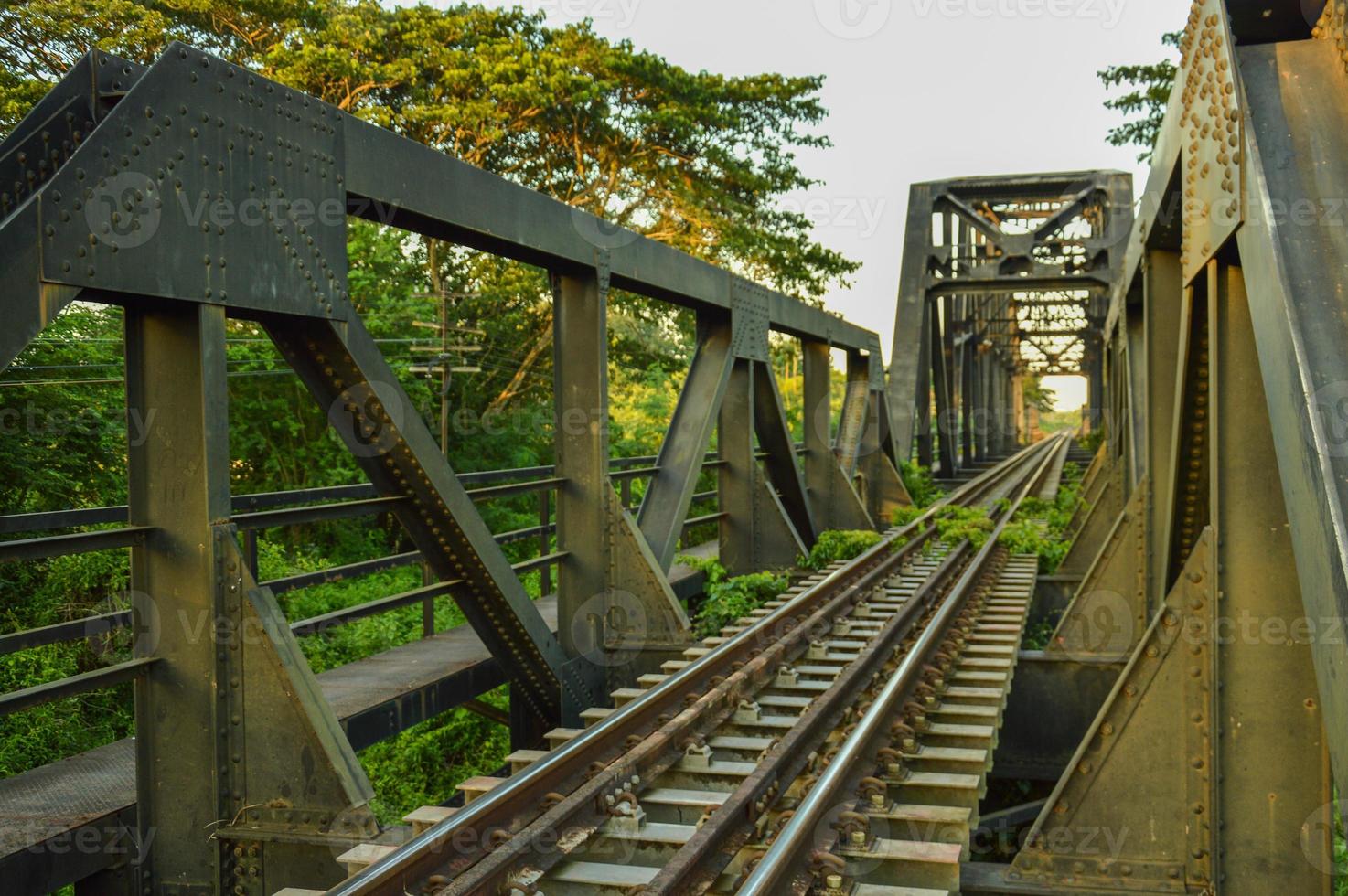 black steel railway bridge structure concept technology civil engineering transportation high speed rail travel photo