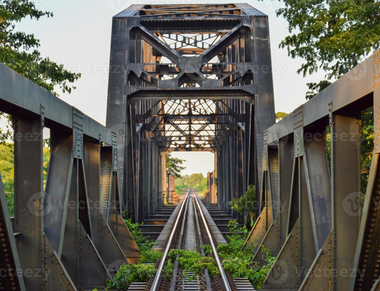 Railway bridge steel structure using a lot of rivets photo