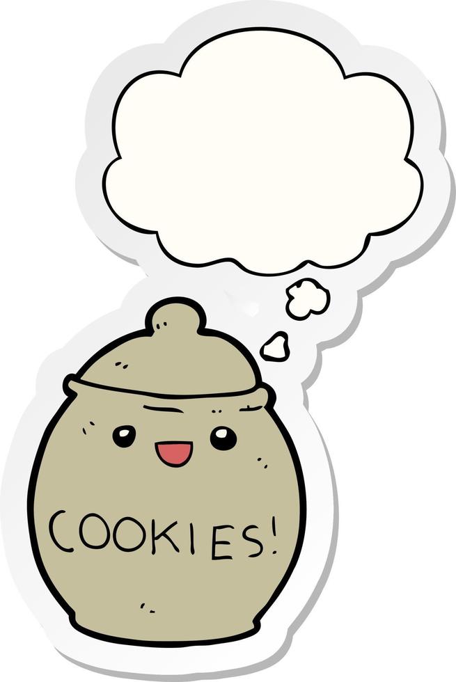 cute cartoon cookie jar and thought bubble as a printed sticker vector