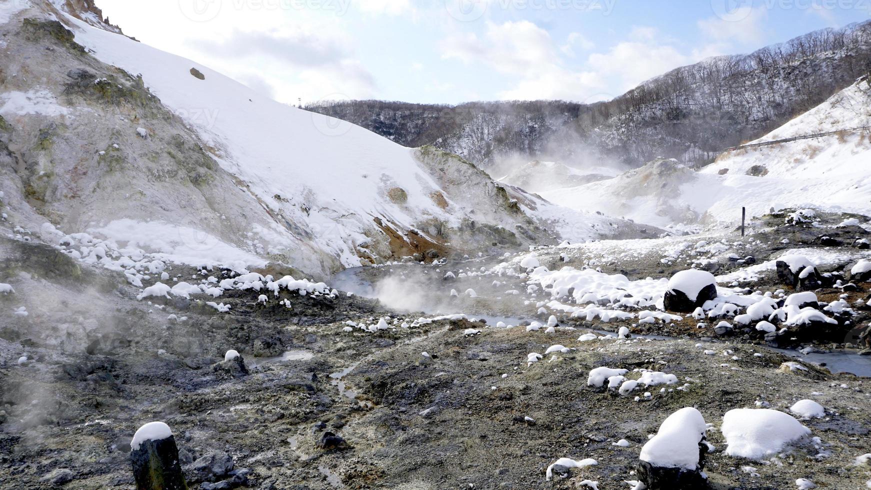 Noboribetsu onsen and stream in the mist photo