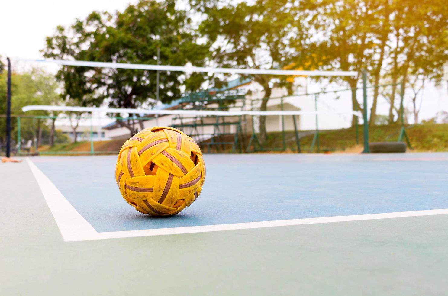 sepak takraw ball on court photo