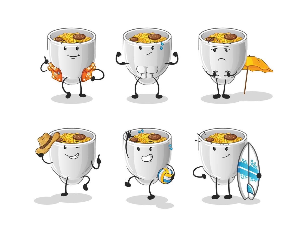 noodle bowl vactor mascot vector