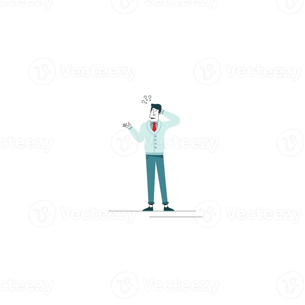 Man with a question marks over the head photo