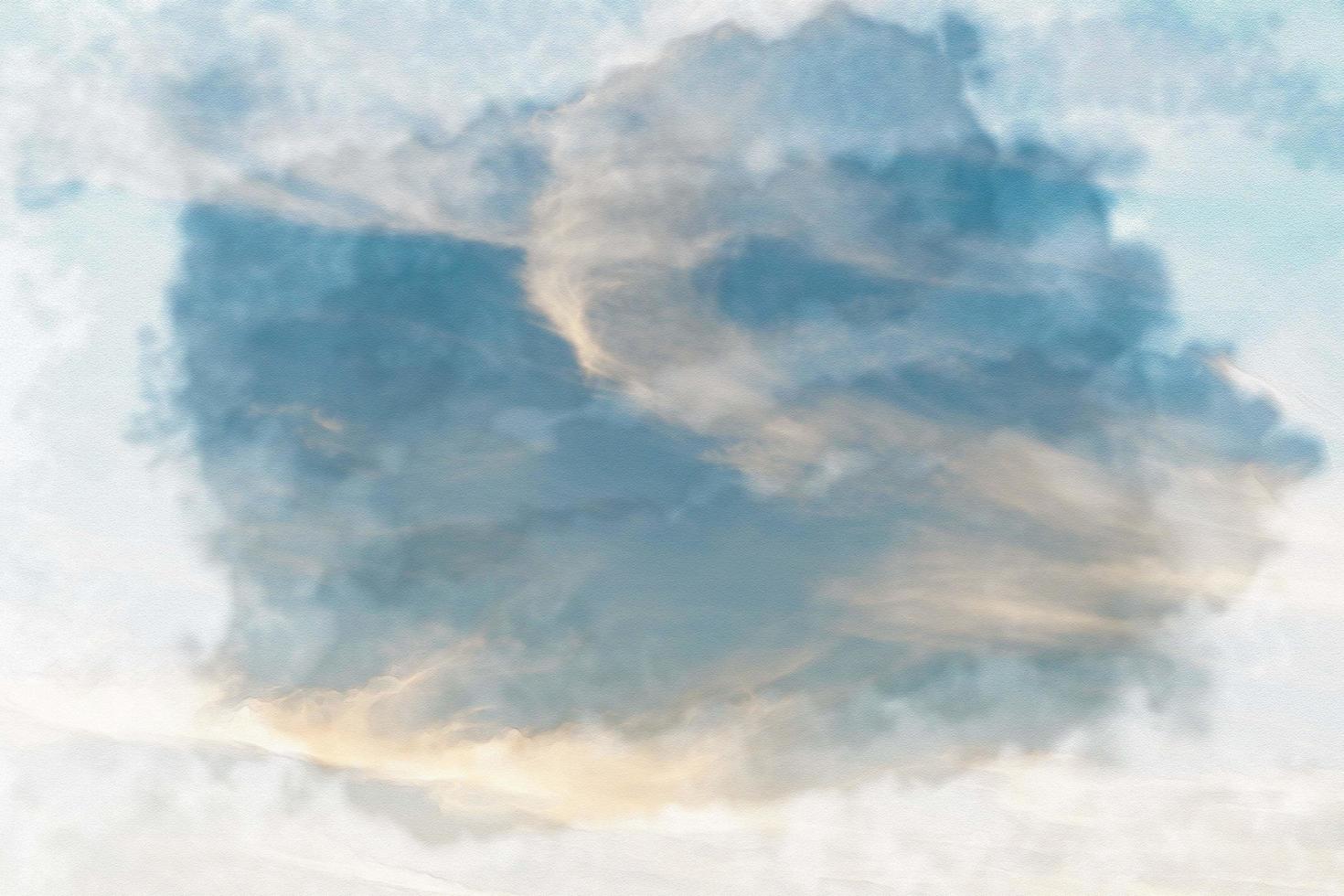 White cloud and blue sky background  ,watercolor digital painting style photo