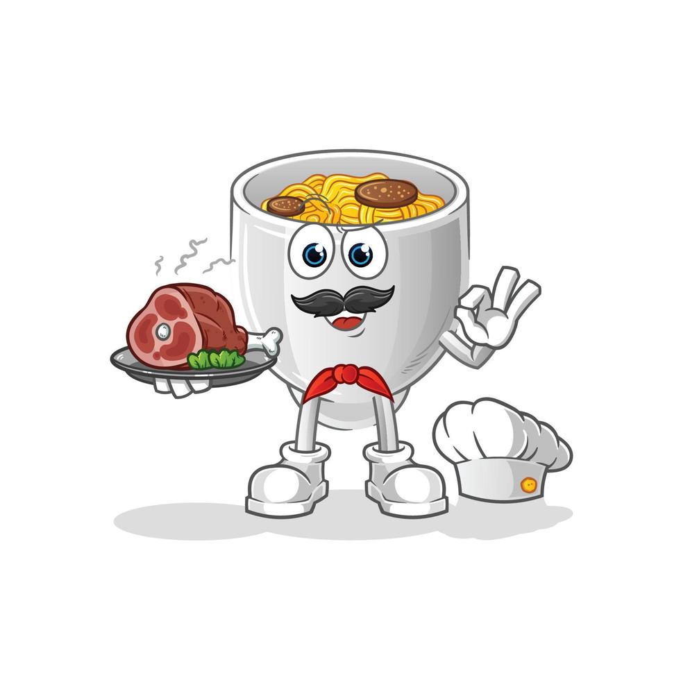 noodle bowl vactor mascot vector