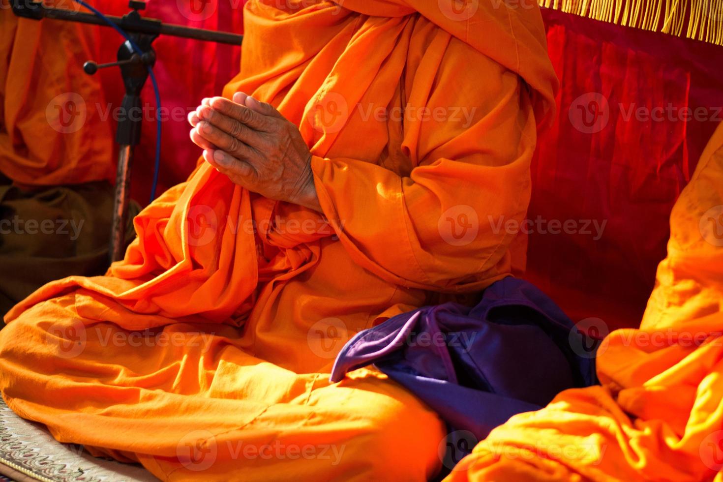 Monks praying pray is religious rituals in thai ceremony. Monks, Thailand photo