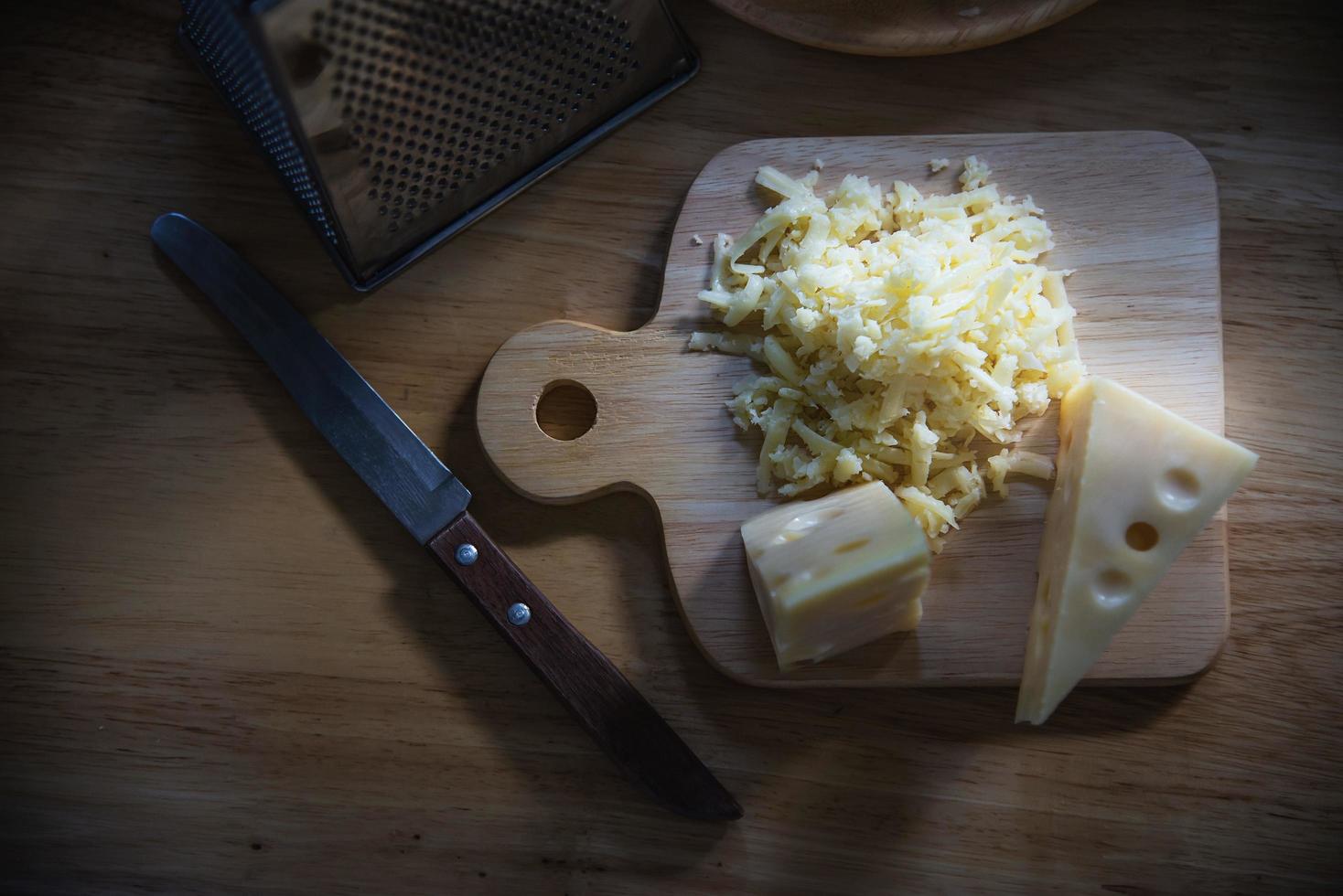 Beautiful cheeses in the kitchen - cheese food preparing concept photo